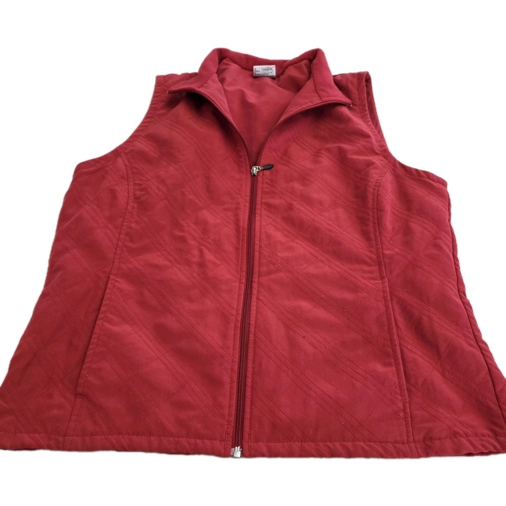 💥Columbia Red Vest Women's Size Large Quilted & Fleece Material.